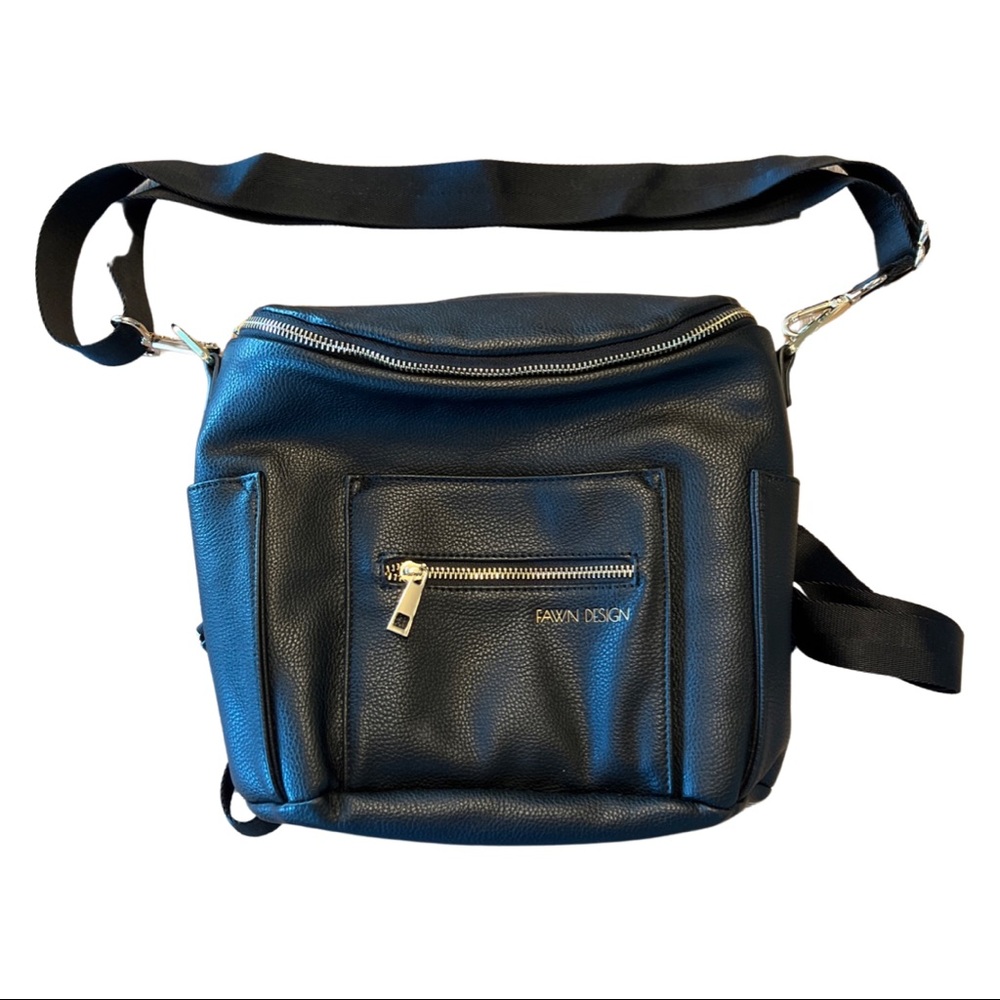 FAWN DESIGN “ THE MINI “ backpack purse black gold zipper